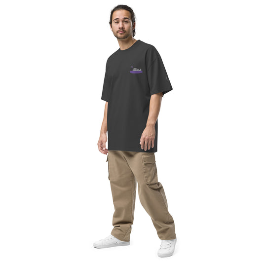 Acropolis' Embroidered Parthenon Oversized T-Shirt (Bk/Kh/Eu)