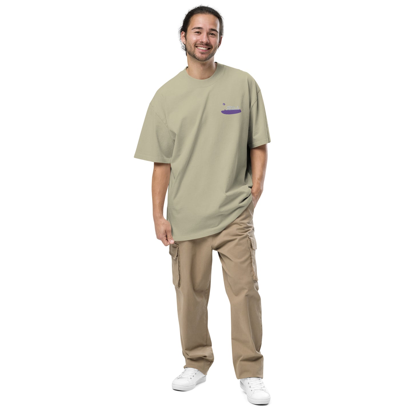 Acropolis' Embroidered Parthenon Oversized T-Shirt (Bk/Kh/Eu)