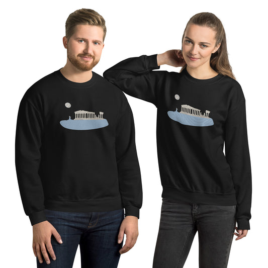 Acropolis' Parthenon of Athens Embroidered Unisex Sweatshirt (Bk/N/LP)